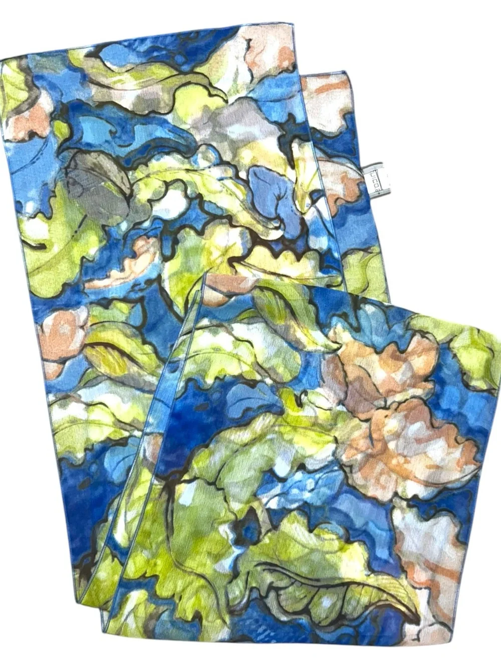 Chico's Blue, Peach & Lime Watercolor Scarf